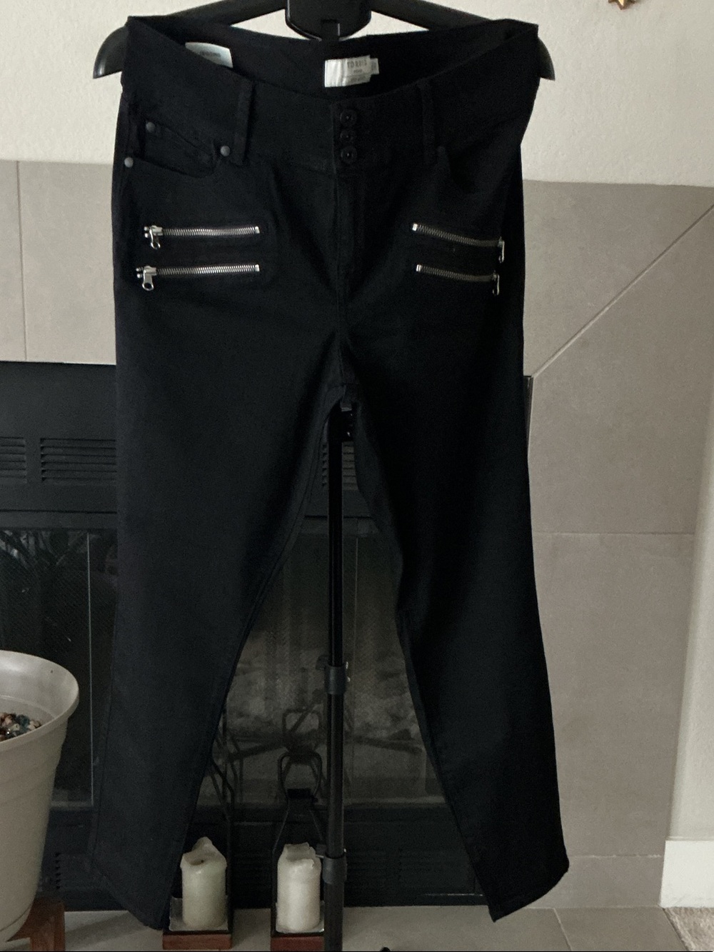 torrid Black Skinny Pants with Front Zip Detail